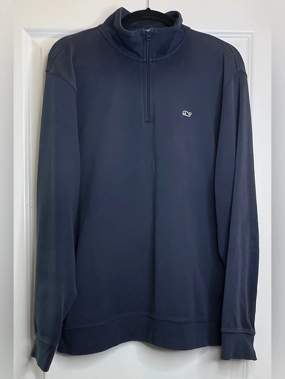 Vineyard Vines Mens L Navy Blue Saltwater 1/4 Zip Cotton Pullover Sweater